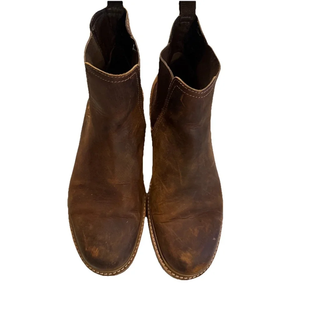 Clarks‎ Chelsea Boots Leather Mens 12M Brown Cognac Ankle Slip On Chukka 15770